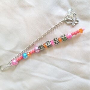 Small beaded pink Keychain